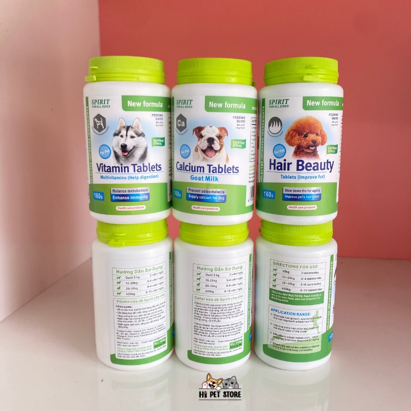 Vitamin Spirit công dụng bổ sung canxi, vitamin tổng hợp, dưỡng lông cho chó