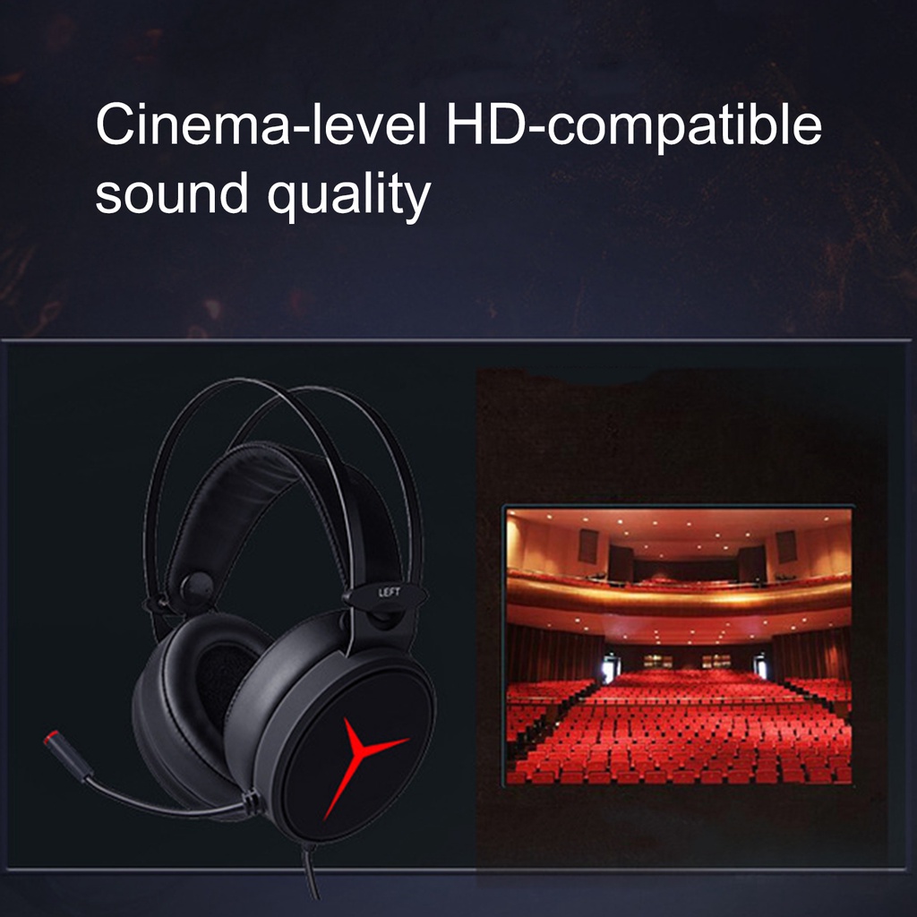 Lenovo Y360 Wired Headset Professional 7.1 Surround Sound 50mm Driver USB Over Ear Gaming Headphone with Microphone