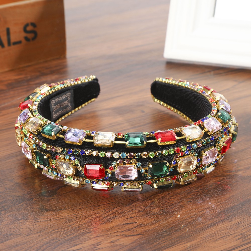 Băng Đô Cài Tóc Đính Đá Lấp Lánh Phong Cách Retro