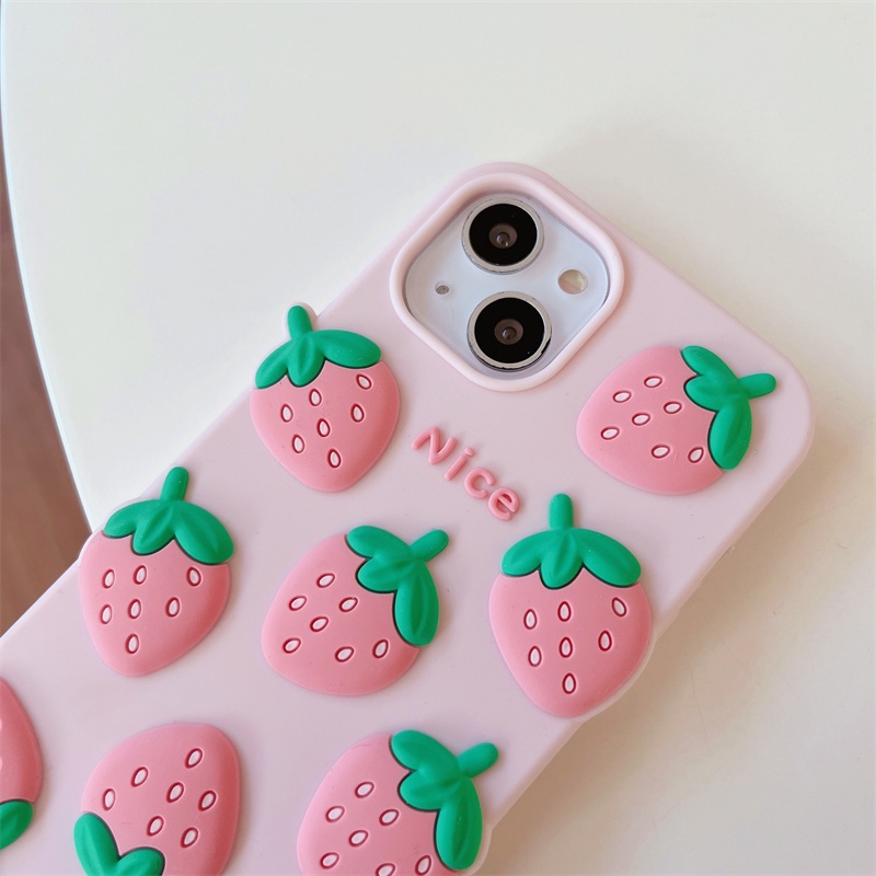 Ốp Điện Thoại Silicon In Hình Trái Dâu Cho iPhone XS Max 11ProMax 12ProMax 13ProMax 7 / 8 Plus