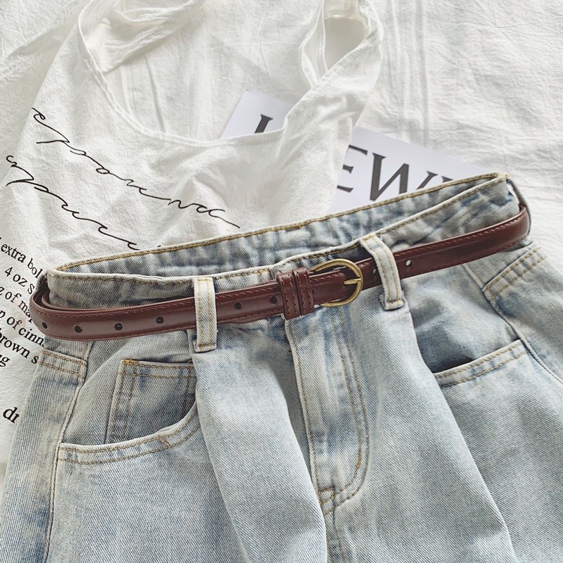 Thắt Lưng Da PU Mỏng Phong Cách retro Thời Trang Mùa Hè