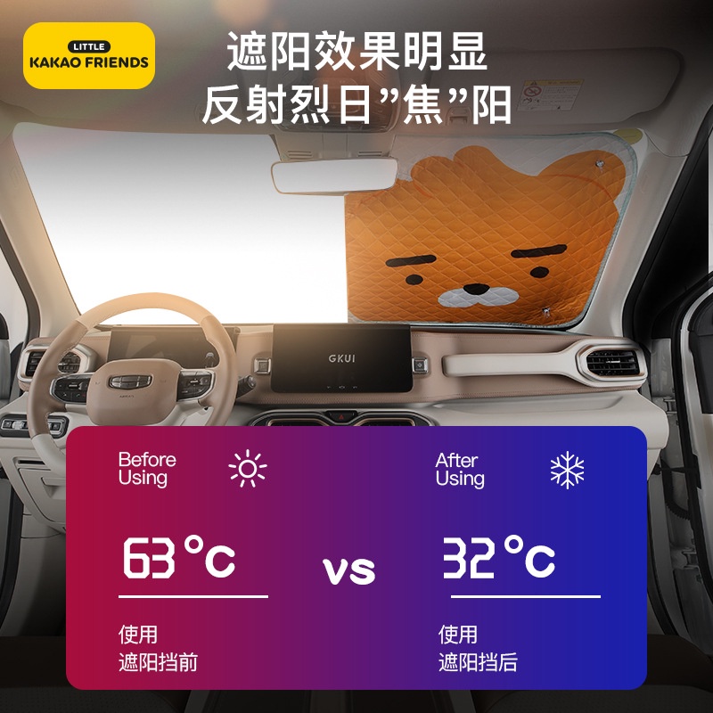 Tấm Che Nắng Cách Nhiệt Họa Tiết Hoạt Hình Kakao Friends Cho Xe Hơi