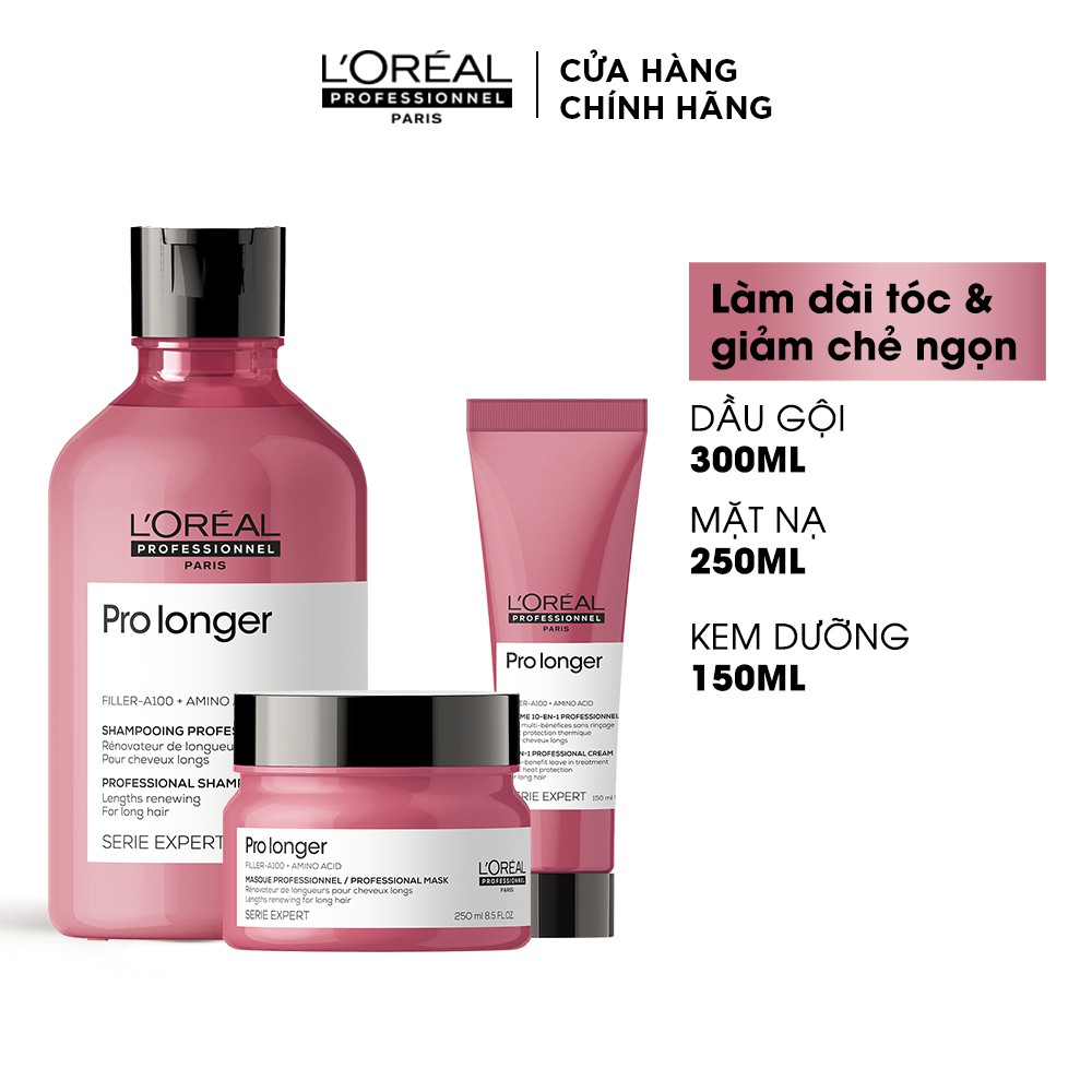 Combo giảm gãy rụng, dưỡng dài và dày tóc toàn diện L'Oréal Professionnel Serie Expert Pro Longer