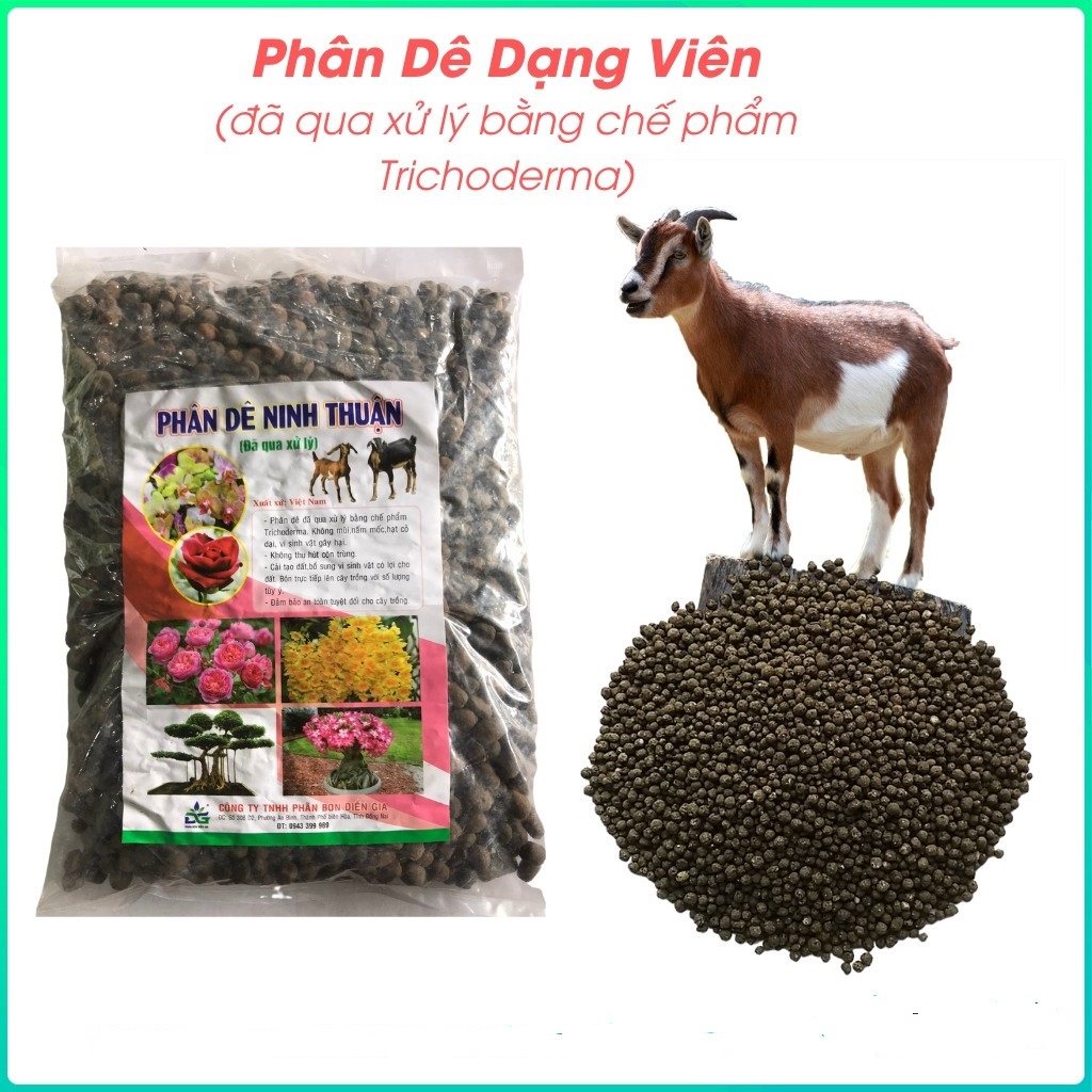 Phân Dê Ninh Thuận Đã Qua xử lý vi sinh ủ mục - Chuyên dùng cho hoa kiểng 1kg
