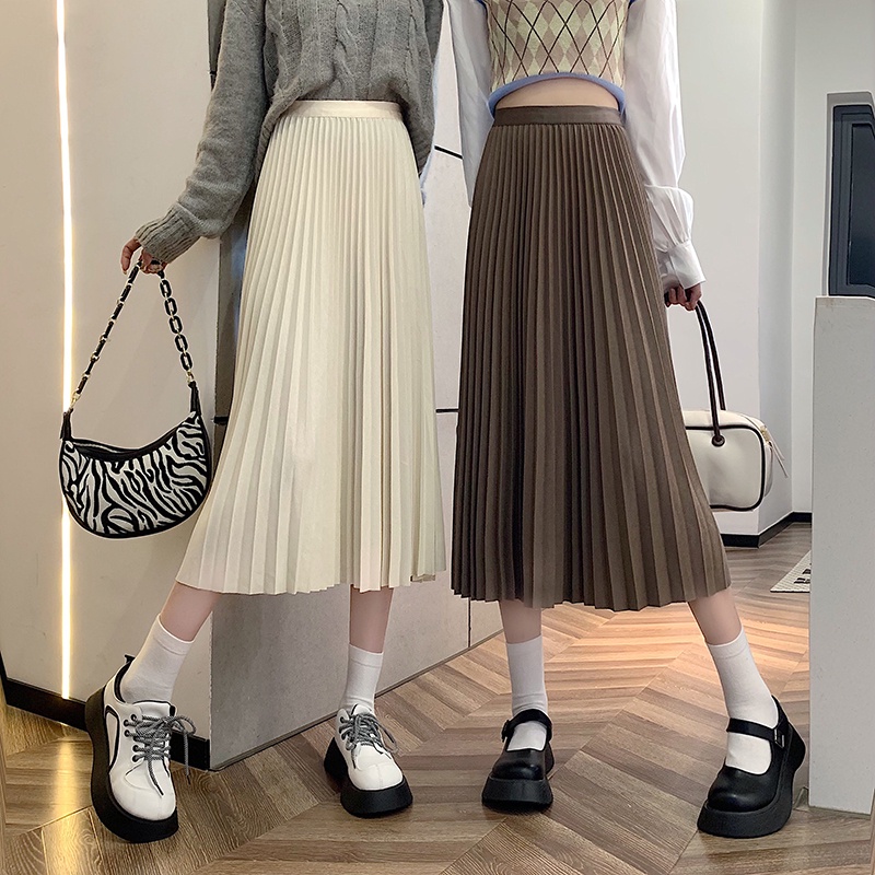 Chân Váy Chữ A Xếp Ly Dàng Dài Cạp Chun Thời Trang Sugal CV NU 014V3