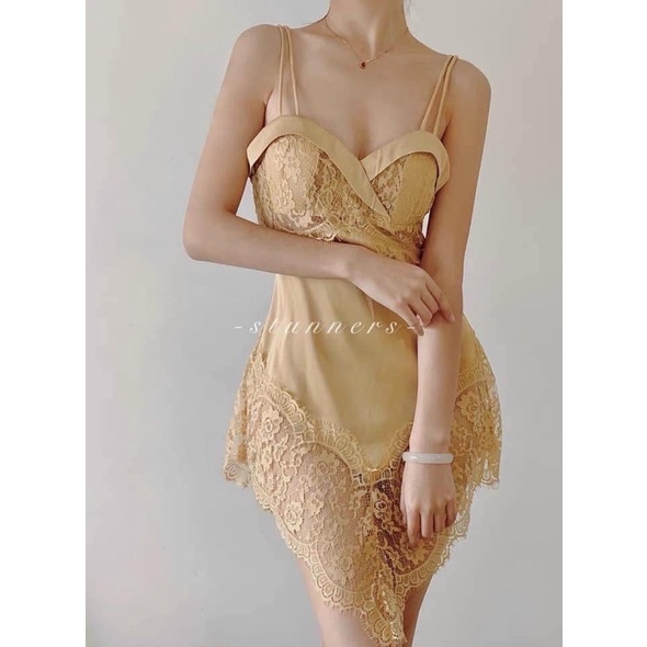 Váy ngủ lụa phối ren hàng cao cấp sexy quyến rũ gợi cảm