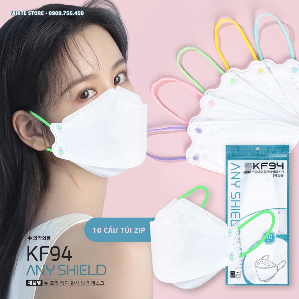 Khẩu trang KF94 Quai Đeo Nhiều Màu Thời Trang Cao Cấp AnyShield - Kiểu dáng 4D