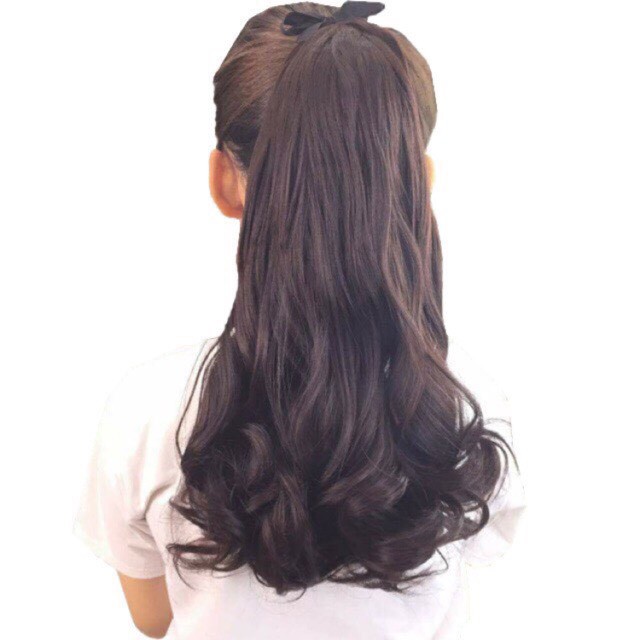 Tóc giả nữ cột 🥰FREESHIP🥰 Giảm 7k khi nhập [TOCGIA7K]-Tóc giả cột xoăn dợn lửng 40cm ma 128