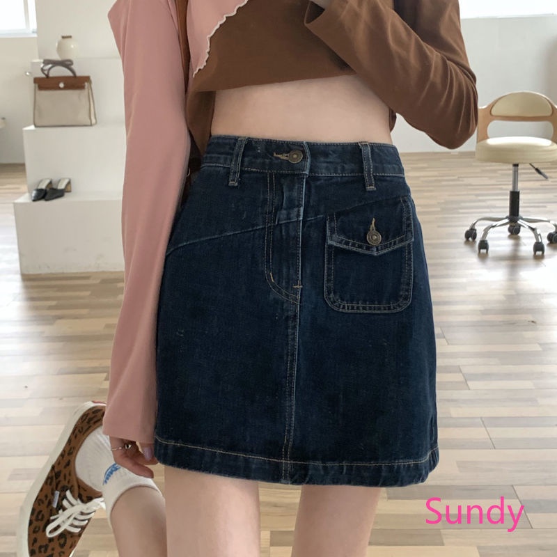 Chân váy jean Lưng Cao Thời Trang Mùa Hè Hàn Quốc Dành Cho Nữ