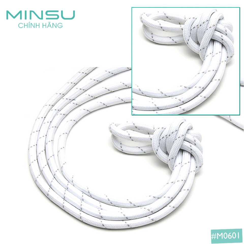 Dây Giày Tròn Rằn Ri 3 Sọc MINSU Chính Hãng M0801, Dây Giầy Thể Thao Sneaker Bản Tròn 110cm,Shoelaces Chất Lượng Cao Cấp