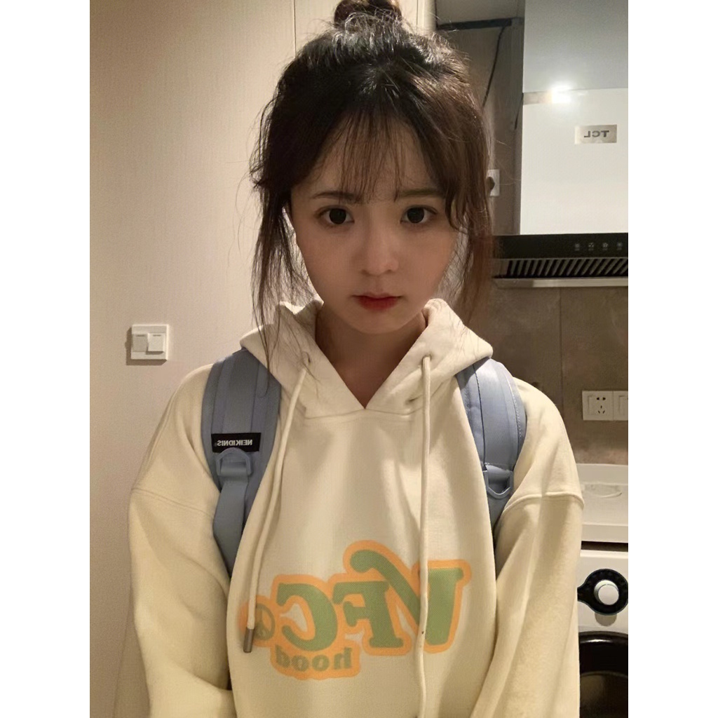 NRVP Áo Hoodie Tay Dài Oversize In Họa Tiết Phong Cách Hàn Quốc Kiểu Mới Cho Nam / Nữ