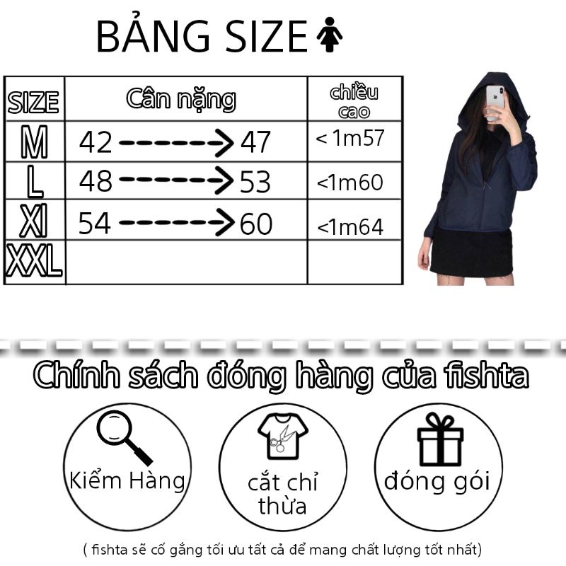 Áo khoác gió dù vân gạo nữ chống gió chống nước tốt FISHTA | BigBuy360 - bigbuy360.vn
