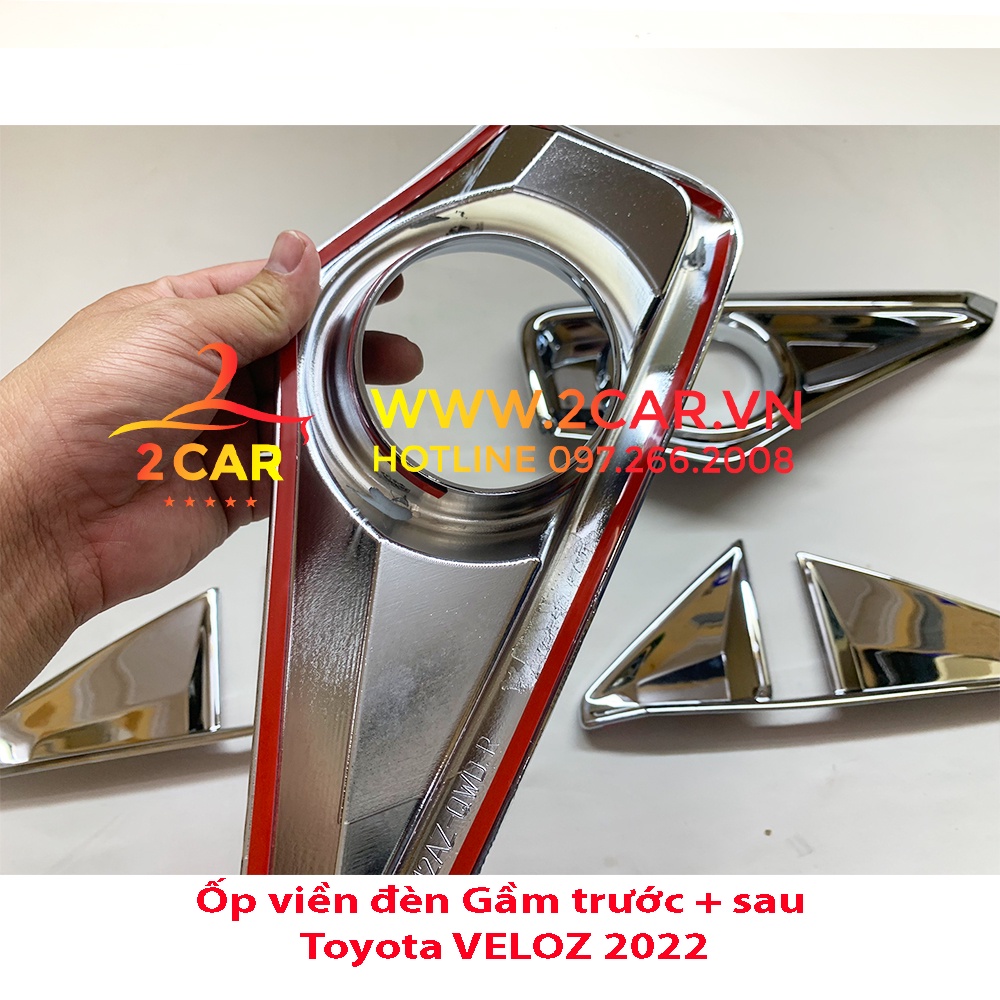 Ốp viền đèn gầm trước, sau xe Toyota VELOZ 2022 2023 mạ crom cao cấp