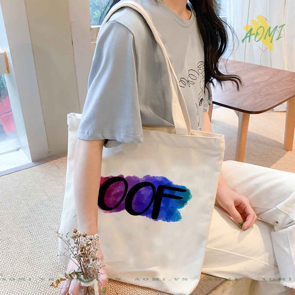 TOTE CANVAS Roblox TÚI VẢI ĐEO VAI BAG CÓ KHÓA KÉO SIZE LỚN 33x38cm AOMIVN DU LỊCH DẠO PHỐ