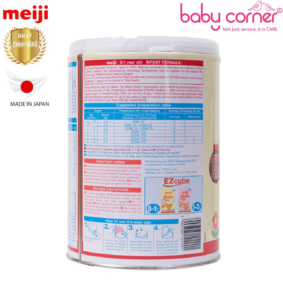 [HSD: T1/2023] SỮA BỘT MEIJI INFANT FORMULA SỐ 1 LON 800G