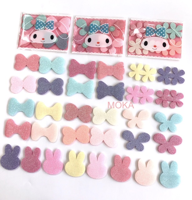 Set 4 miếng dán tóc nhũ màu pastel (Ảnh thật shop tự chụp 100%)