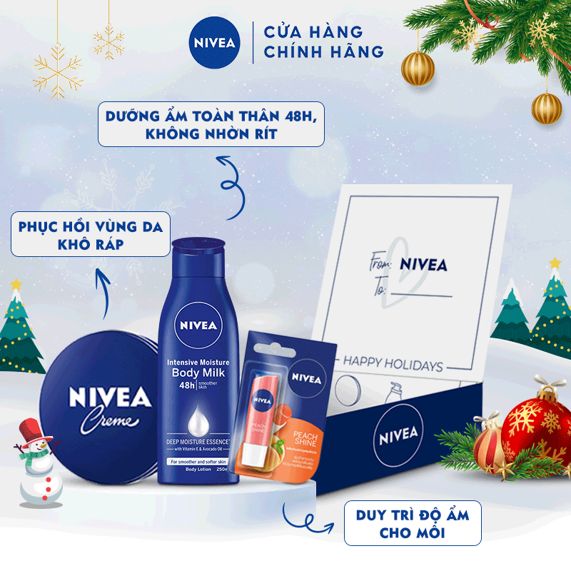 Bộ sản phẩm NIVEA SIGNATURE dưỡng ẩm chuyên sâu toàn diện: Dưỡng thể 250ml, Kem làm mềm da 60ml & Son dưỡng môii 4.8g | BigBuy360 - bigbuy360.vn