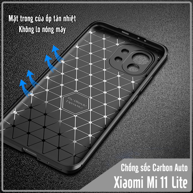 Ốp lưng cho Xiaomi Mi 11 Lite 4G - 5G - NE chống sốc Carbon Auto Focus