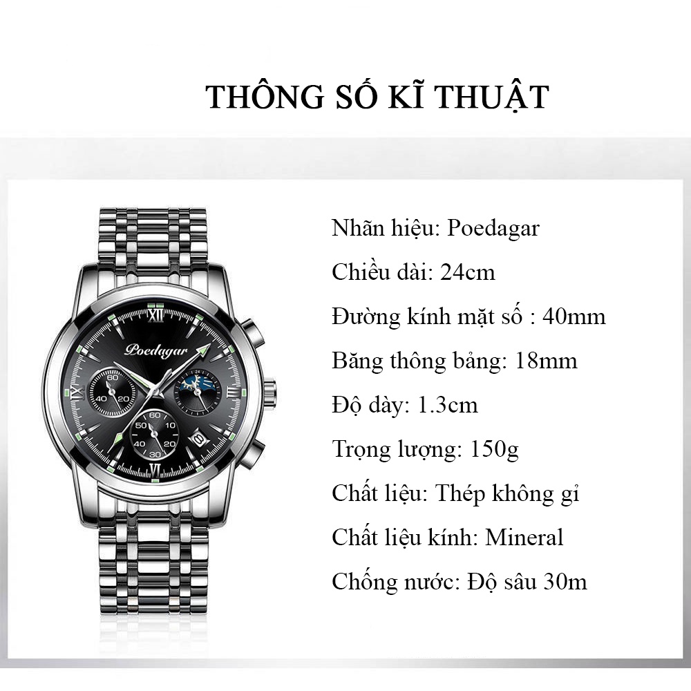 Đồng hồ nam poedagar | BigBuy360 - bigbuy360.vn