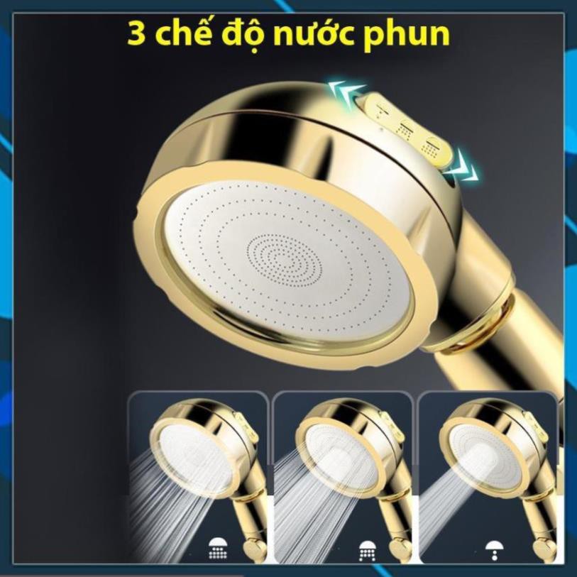 Vòi Sen Tăng áp Có Nút Khóa Nước 3 chế độ Phun, Xoay 360 độ Hàng Xịn - Vàng Gold 206783