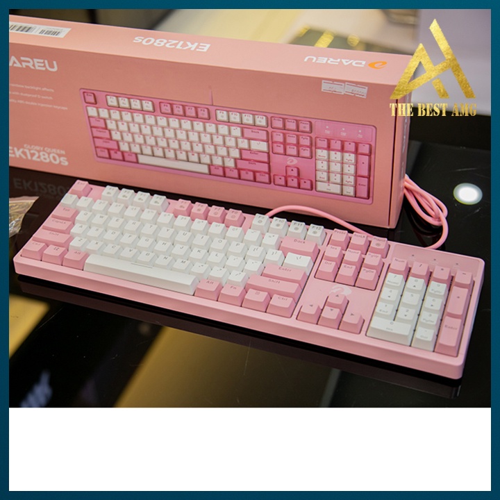 Bàn Phím Cơ Gaming Xuyên Led Dareu EK1280S Màu Trắng Hồng Bàn Phím Máy Tính Có Dây Chơi Game