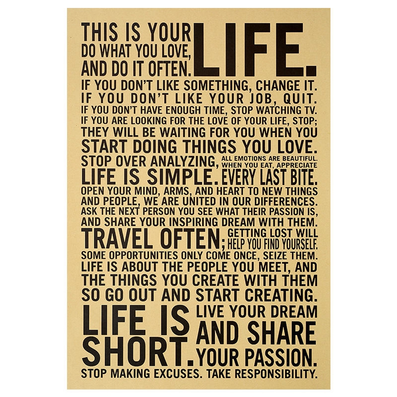 Vintage Poster Đây Là Cuộc Sống Của Bạn Trích Dẫn Nhân Vật Áp Phích Trang Trí Phòng Dán Trang Trí Tường Nghệ Thuật Treo Tường Giấy Kraft Dán Tường