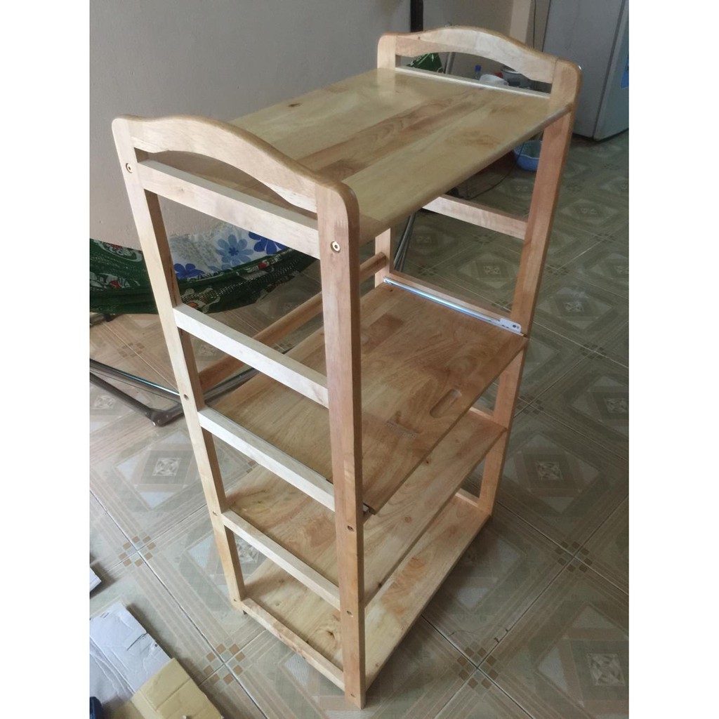 Kệ để lò vị sóng 3 tầng SEA DECOR bằng gỗ cao su siêu bền chắc tiện lợi thích hợp trong không gian phòng bếp
