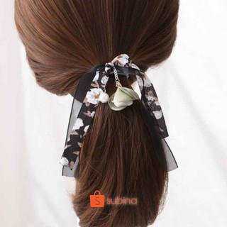 TZH7692 - Cột tóc hoa hồng dây voan lụa
