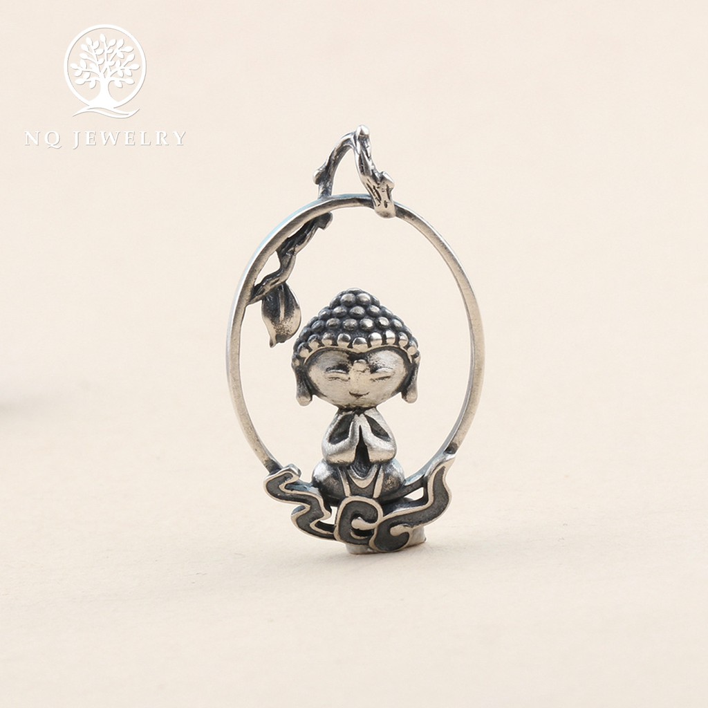 Mặt dây chuyền hình phật bạc nguyên chất treo - NQ Jewelry