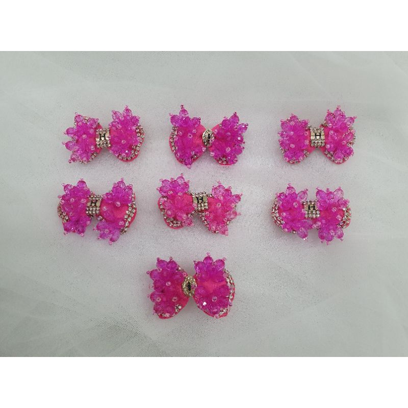 Kẹp tóc Nơ đính đá màu hồng HÌNH VÀ VIDEO SHOP TỰ CHỤP 100%