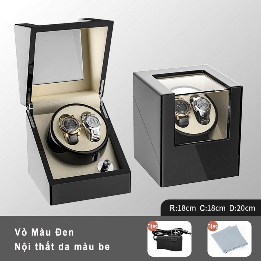 Hộp Xoay Đồng Hồ Cơ - Tủ Lắc Lên Cót Đồng Hồ Tự Động Quay Cao Cấp [BH 2 Năm]