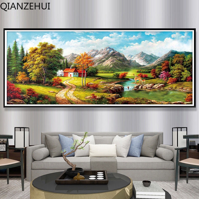 Bộ Tranh Thêu Chữ Thập DIY 11CT In Chữ Thập Phong Cảnh Châu Âu