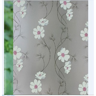 1 mét giấy dán kính họa tiết hoa trắng nhụy hồng - khổ rộng 45cm có keo sẵn