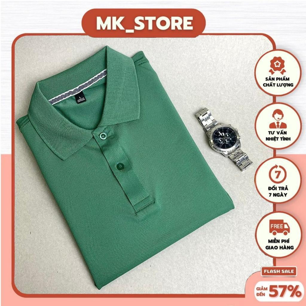 Áo Polo Nam Xanh Rêu (MK), Áo Thun Thái Poli Cá Sấu 4 Chiều, Vải Chống Xù, Không Ra Màu khi Giặt (P06)