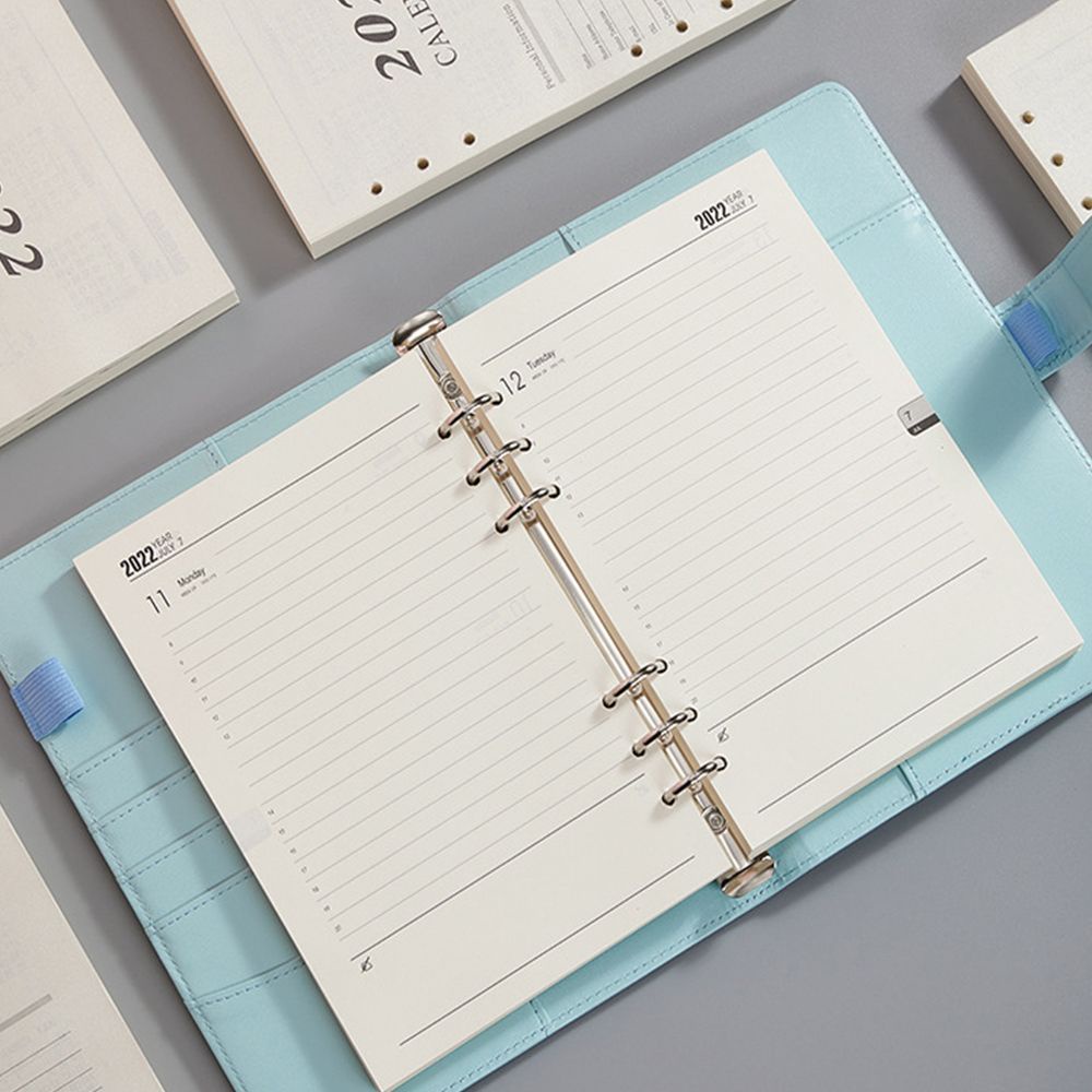 Xấp giấy thay ruột sổ còng 6 lỗ khổ A5 nhiều màu sắc ghi chép nhật ký/ lên kế hoạch theo tháng 2022 có thể thay thế