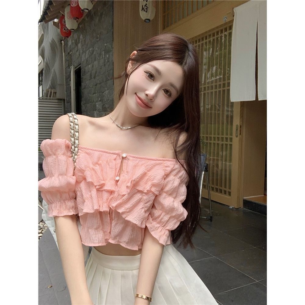 Áo Croptop Trễ Vai Tay Phồng Thời Trang Mùa Hè Dành Cho Nữ