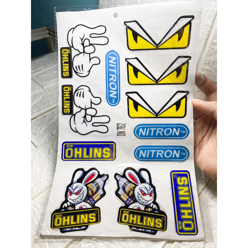 BỘ 12 TEM 3 MẮT LỚN - TEM LOGO DECAL - OHLINS