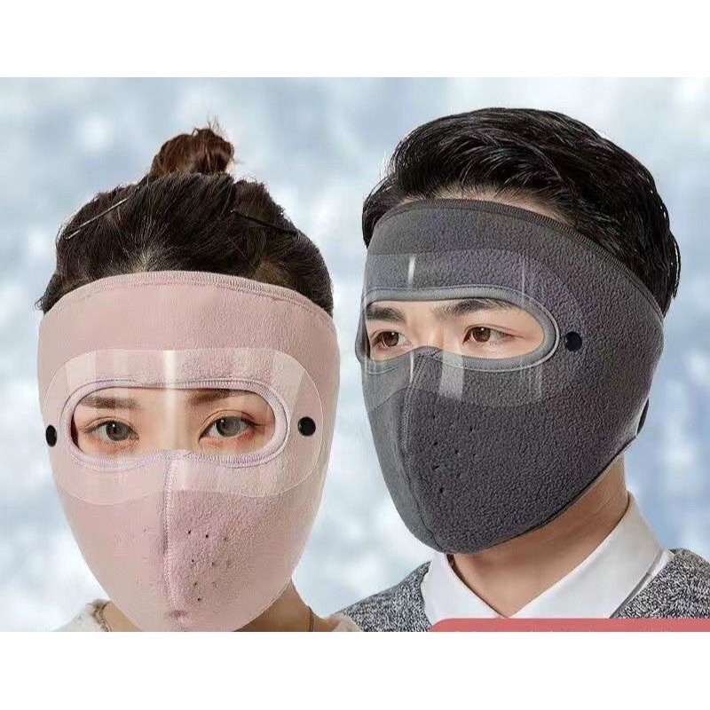 Khẩu trang Ninja lót nỉ Có Kính bảo vệ mắt - Khẩu trang có kính che trán kín mặt