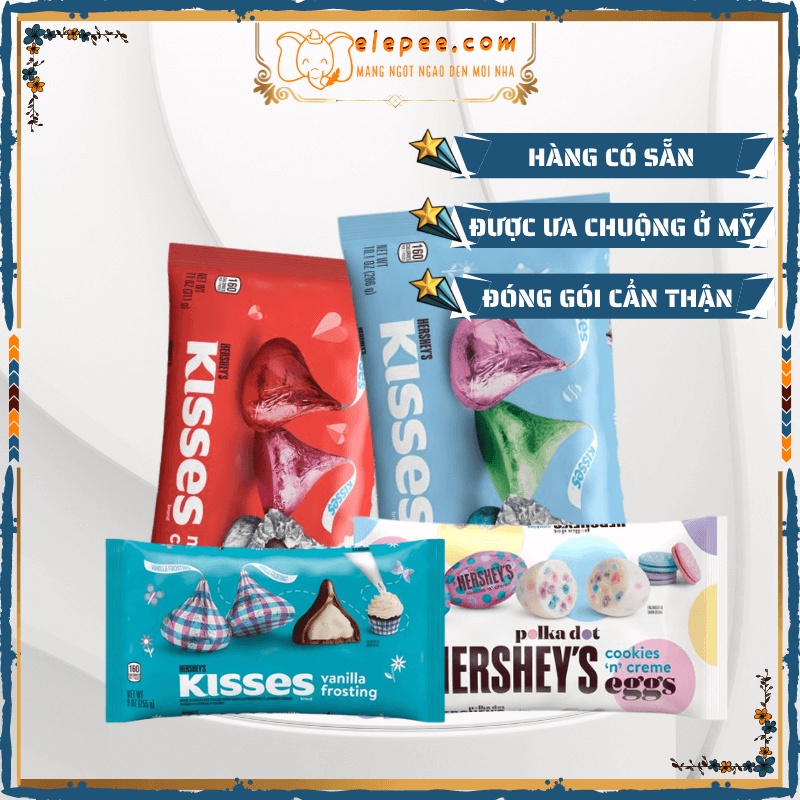 HERSHEY’S KISSES Milk Chocolate Mix - Gói Ngang Đủ Vị, Ngon Giật Mình Với Nhiều Phiên Bản [Air/Mỹ - DATE mới]