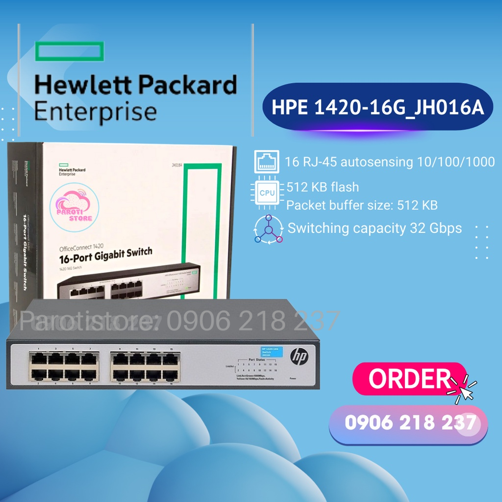 Thiết Bị Mạng Switch HP 16 Ports OfficeConnect HPE 1420-16G _ JH016A _ parotistore
