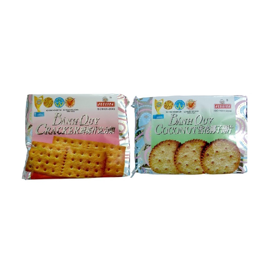 Bánh quy COCONUT CRACKER JESSICA® 178g / Bánh quy dừa vuông bọc giấy bạc