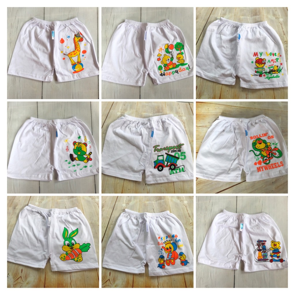 Set 5 Quần NGẮN sơ sinh in hình Baby Bosini (hàng đẹp) / Quần Đùi trắng em bé in hình