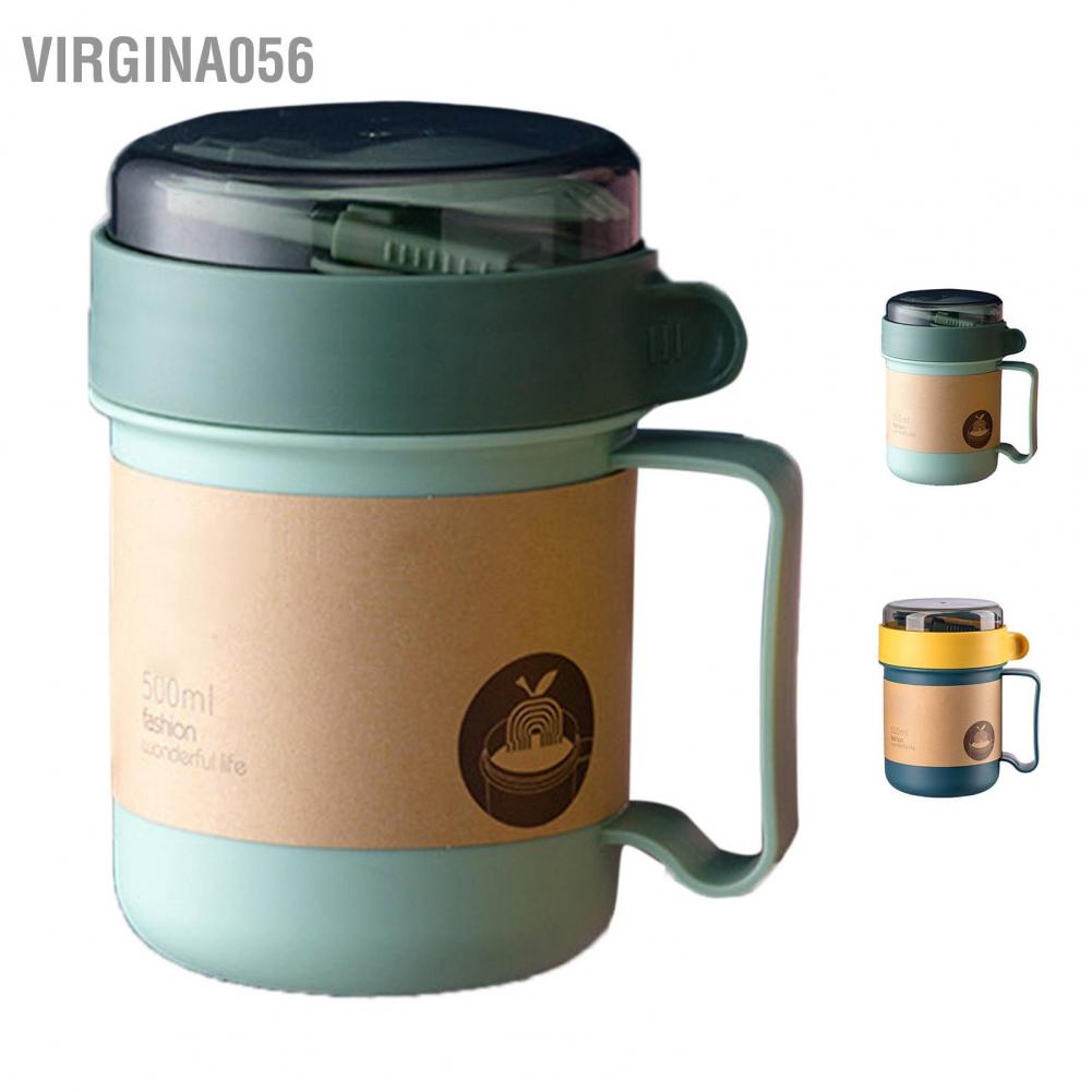 💯Có thể bán buôn😁 Cốc súp 500ML Hộp đựng bằng nhựa cách nhiệt ổn định có nắp và thìa dùng cho trường học văn phòng 💖Hàng giao ngay💖Virgina056