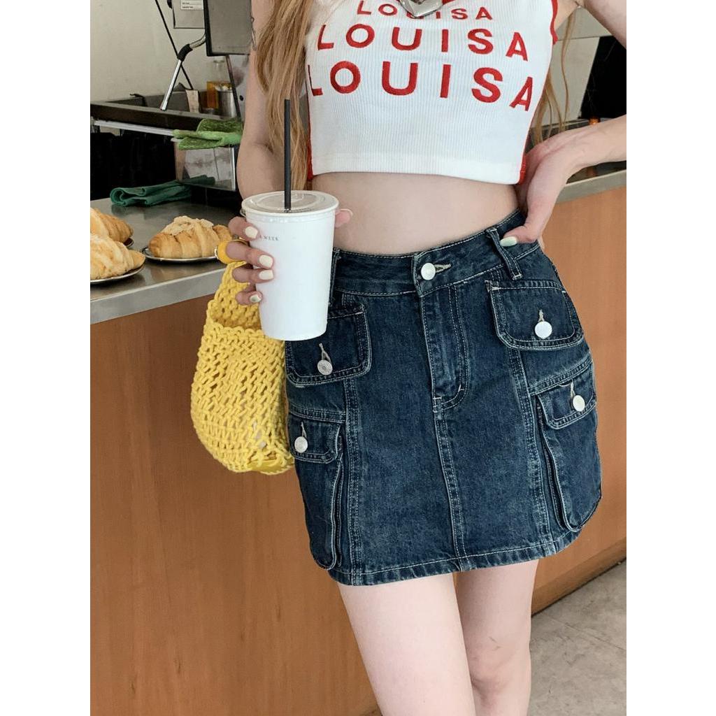 62976 Mùa Hè Retro Váy Denim Lót