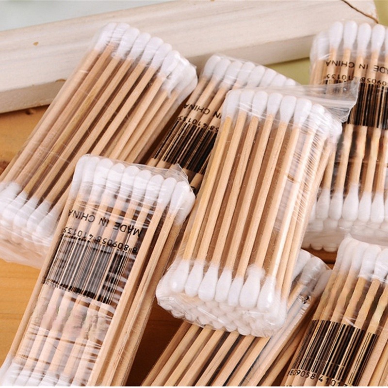 60pcs 2 pack (Hàng Mới Về) Mút Trang Điểm Bằng Cotton Hai Đầu Tiện Dụng