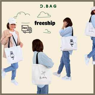 Túi tote vải canvas nữ thiết kế độc quyền từ DBAG có khóa kéo đeo vai đi học phong cách Hàn Quốc
