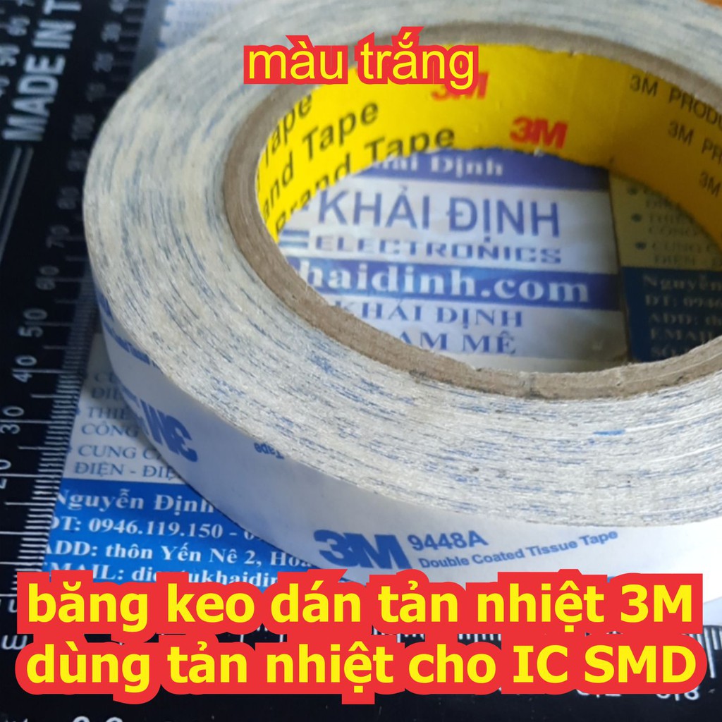 băng keo dán tản nhiệt 3M dùng tản nhiệt cho IC SMD màu trắng kde0447