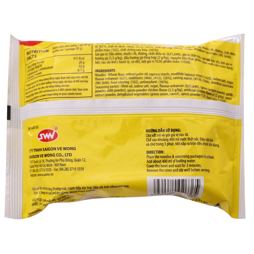 Thùng 30 gói Mì gà A-One