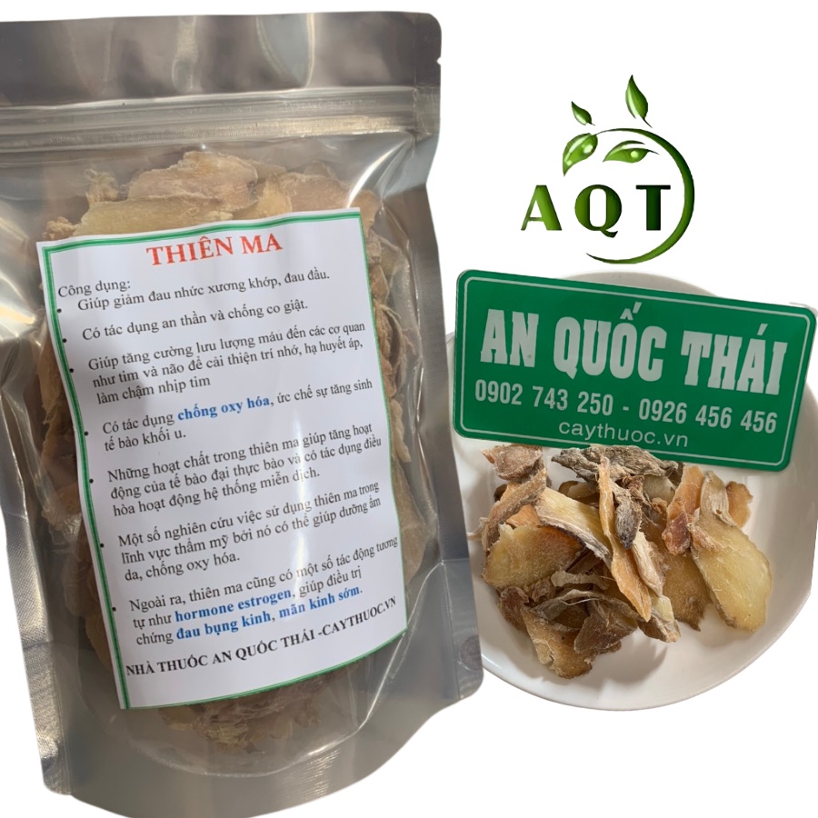 Củ Thiên Ma 500g Phơi Khô, Thái Lát (Loại 1) Đóng Gói Sạch Sẽ, Thiên Ma Giảm Đau Đầu, Ngăn Co Giật