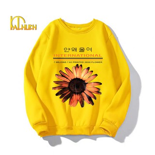 Áo sweater nam nữ in hoa chất liệu vải nỉ bông mềm mịn size từ 40-70kg